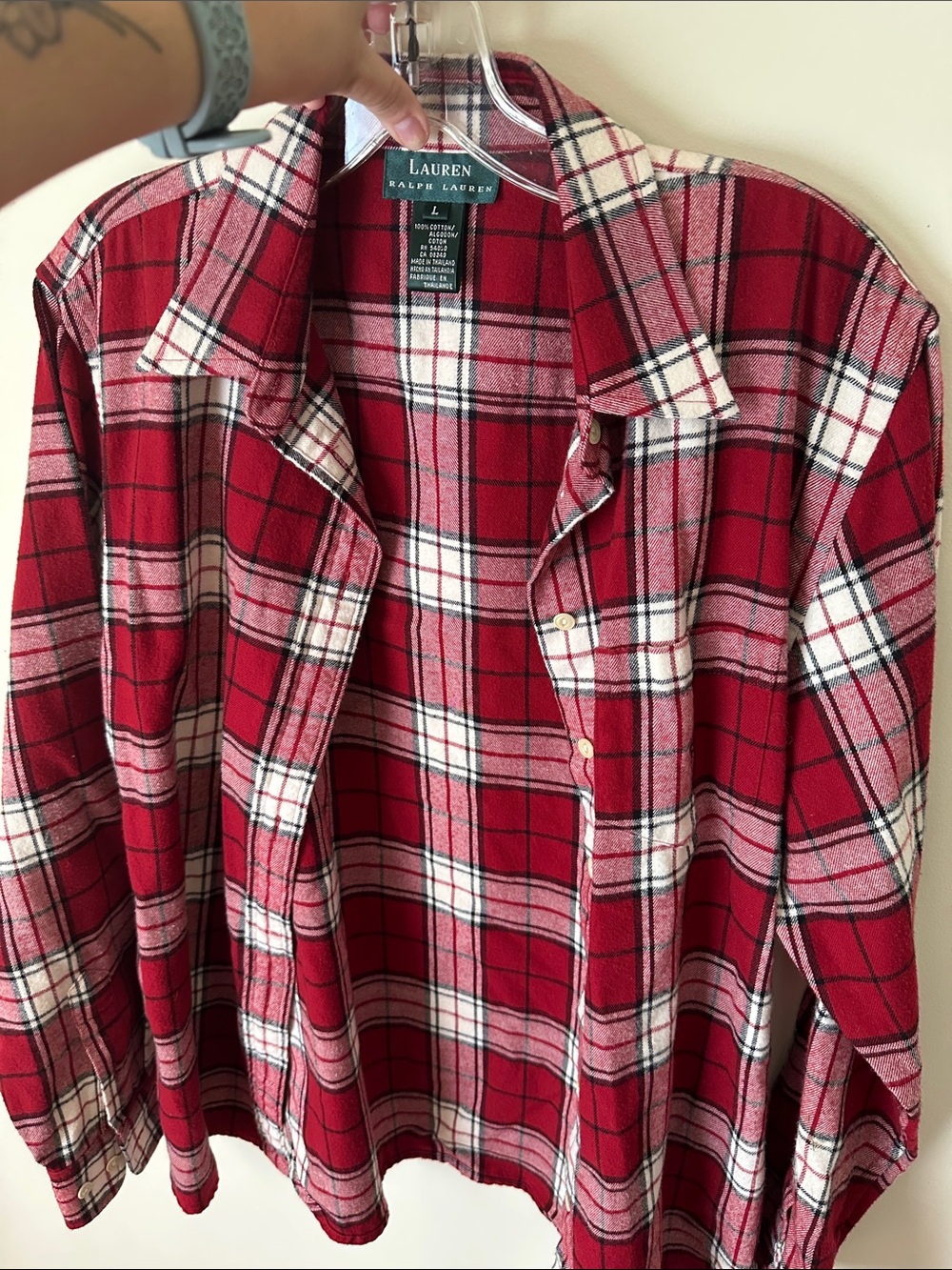 Ralph Lauren Red & White Plaid Cotton Button-Up Jacket